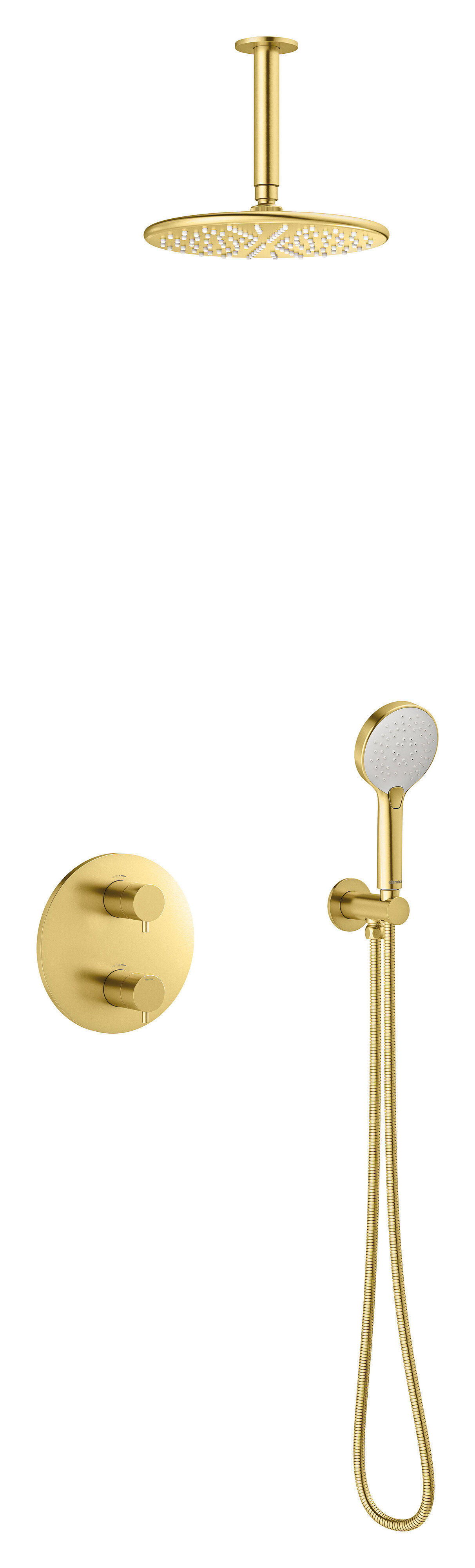 Concealed Brushed Brass PVD Silhouet HS2 Concealed Shower System