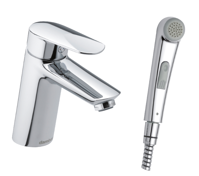 Danish designed one-grip basin mixer with a sidespray