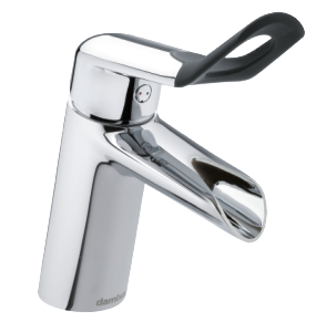 Clover Easy Håndvaskarmatur med åben tud og care-greb (Krom/Sort)