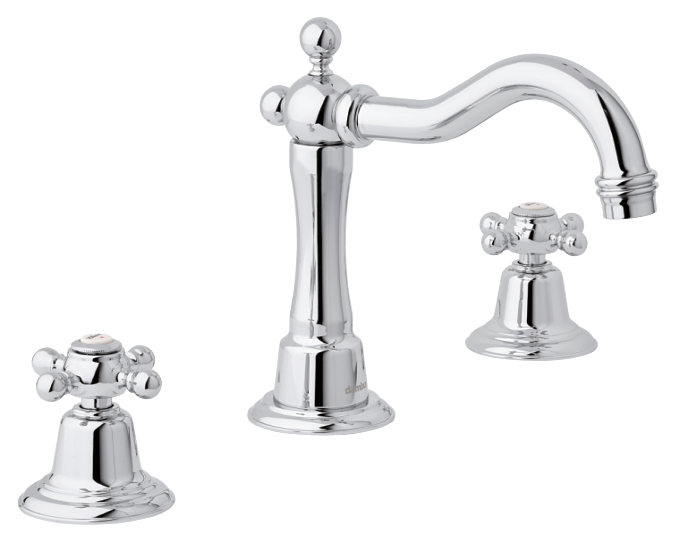 3-hole tradition basin mixer with a pop up waste in chrome.