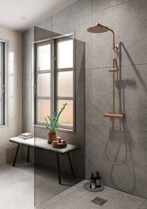 Silhouet Système de douche thermostatique avec Pomme de tête en Douchette (Cuivre mat PVD)