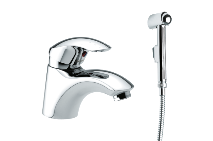 Basin Mixer with sidespray and pop up waste