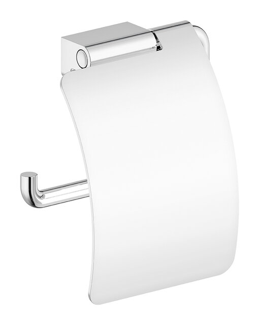 Toilet roll holder with lid