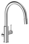Kitchen mixer with dishwasher shut-off valve, pull-out spray head