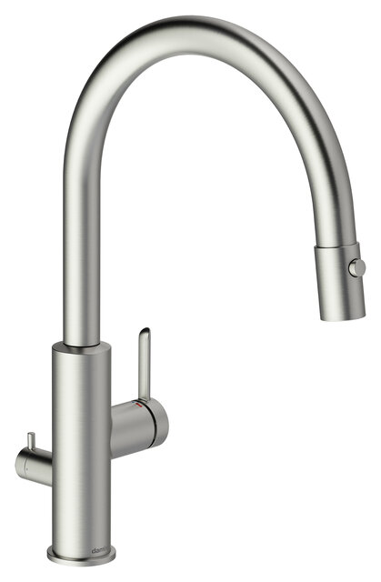 Kitchen mixer with dishwasher shut-off valve, pull-out spray head