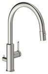 Kitchen mixer with dishwasher shut-off valve, pull-out spray head