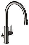 Kitchen mixer with dishwasher shut-off valve, pull-out spray head