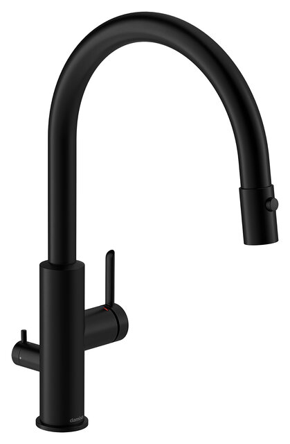 Kitchen mixer with dishwasher shut-off valve, pull-out spray head