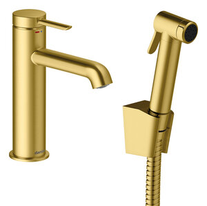 Iris Basin Mixer with sidespray (Brushed Brass)