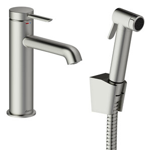 Iris Basin Mixer with sidespray (Steel)