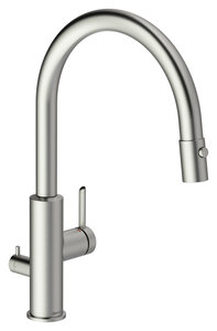 Iris Kitchen mixer with dishwasher shut-off valve, pull-out spray head (Steel)