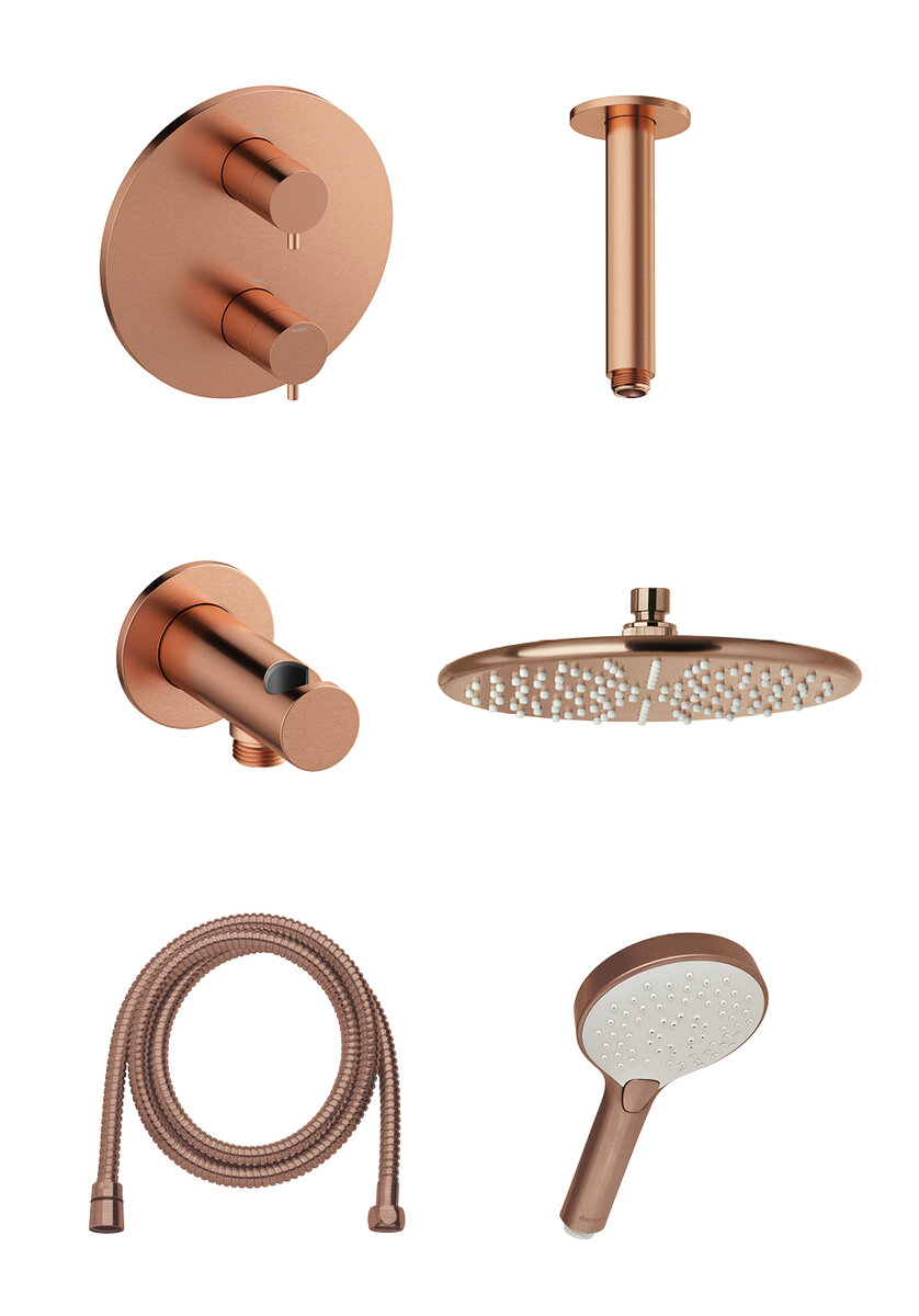 Silhouet HS2 - concealed shower system brushed copper