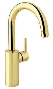 Basin mixer with high spout polished brass