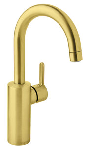 Basin mixer with high spout brushed brass