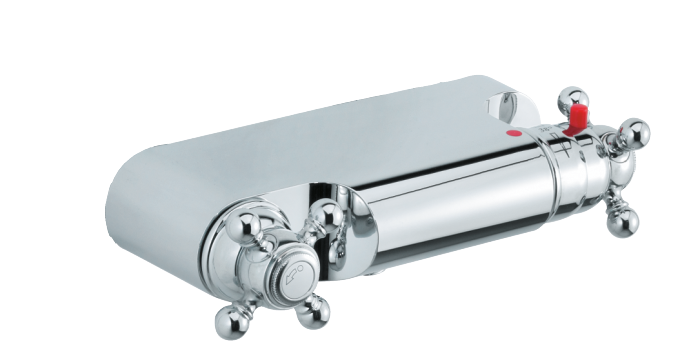 two-handle termostatic shower mixer in chrome