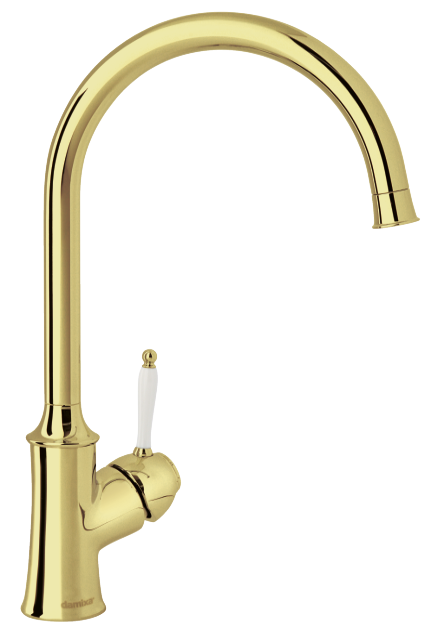 Damixa Tradition kitchen mixer in polished brass