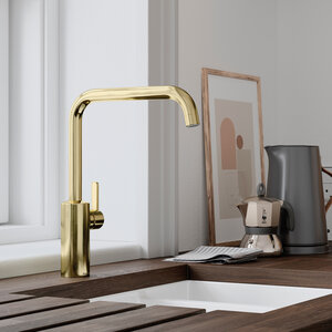 Silhouet Kitchen Mixer with Dishwasher Shut off valve (Polished Brass)