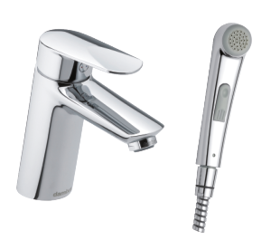 Danish designed one-grip basin mixer with a sidespray
