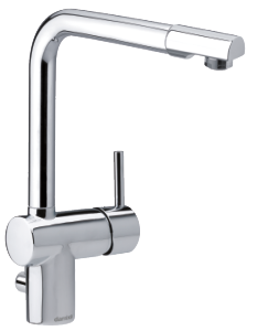 Keittiöhana pesimin ja pesukoneventtiilillä