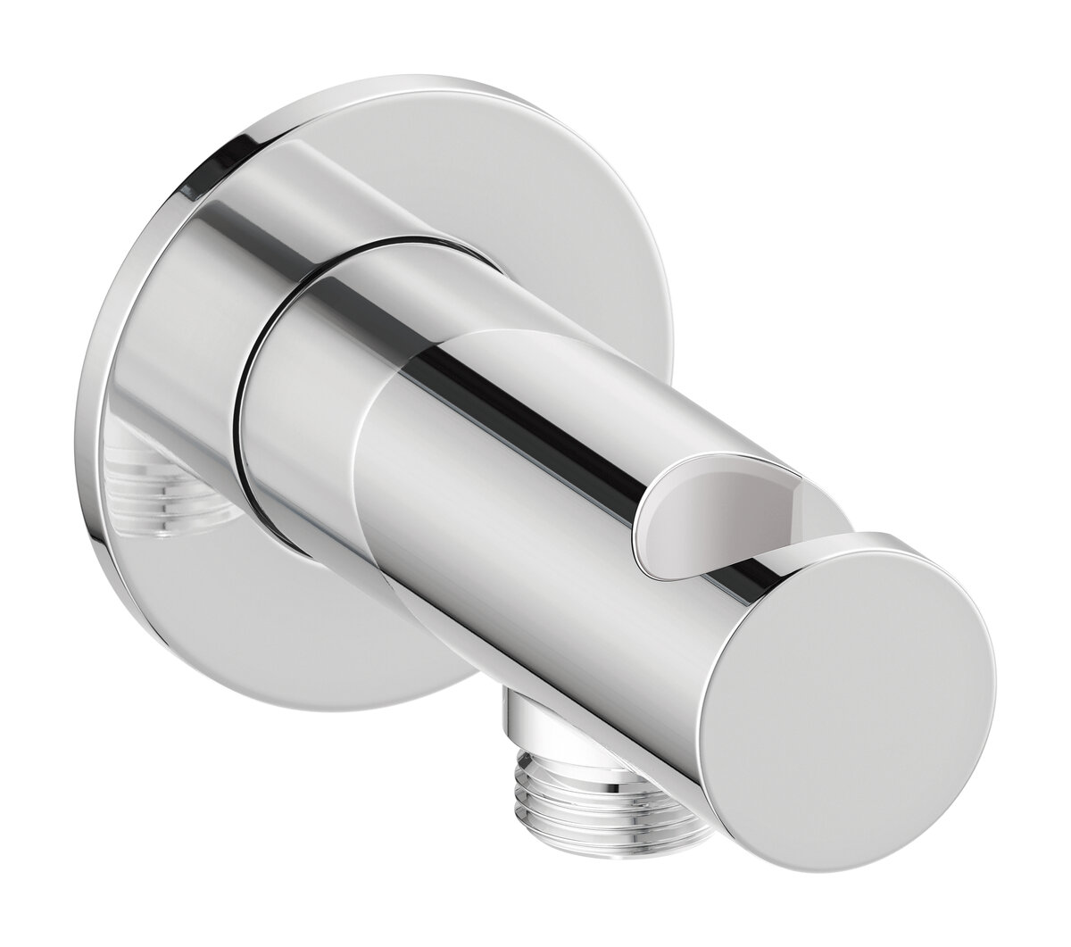 Outlet elbow with shower holder chrome