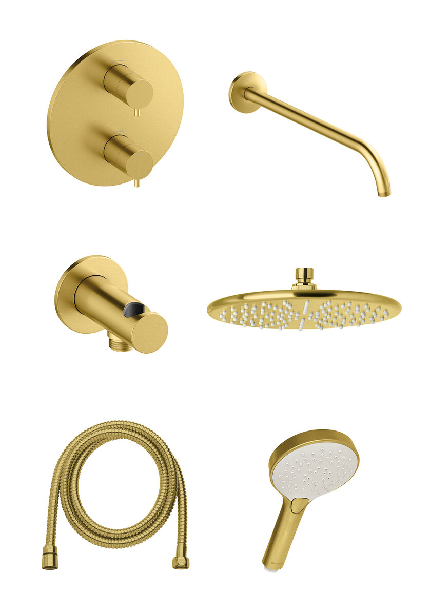 Silhouet HS 1 - Système de douche thermostatique intégré laiton mat