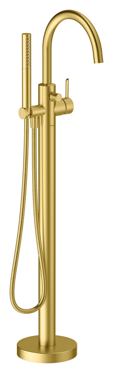 Freestanding bath mixer brushed brass