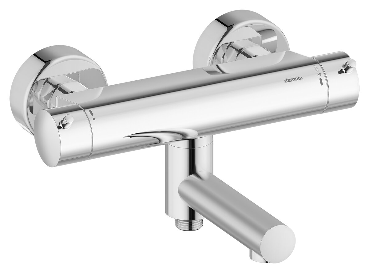 Thermostatic shower mixer with swivel spout chrome