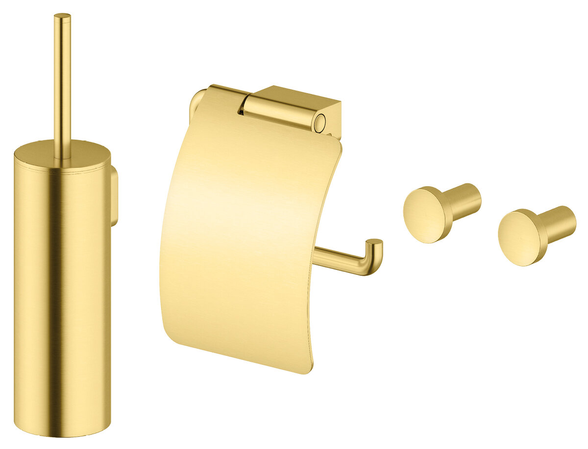 Bathroom accessory set brushed brass