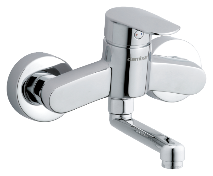 One-grip kitchen mixer for wall mounting